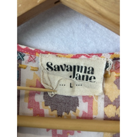 Savanna Jane Womens Size Large Embroidered Aztec Print Babydoll Top - Picture 4 of 7